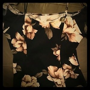 Long black flower dress top
